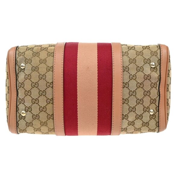 GUCCI Logo GG Pattern 2Way Shoulder Hand Bag Canvas Leather Brown Pink 81EF690 - Picture 6 of 15